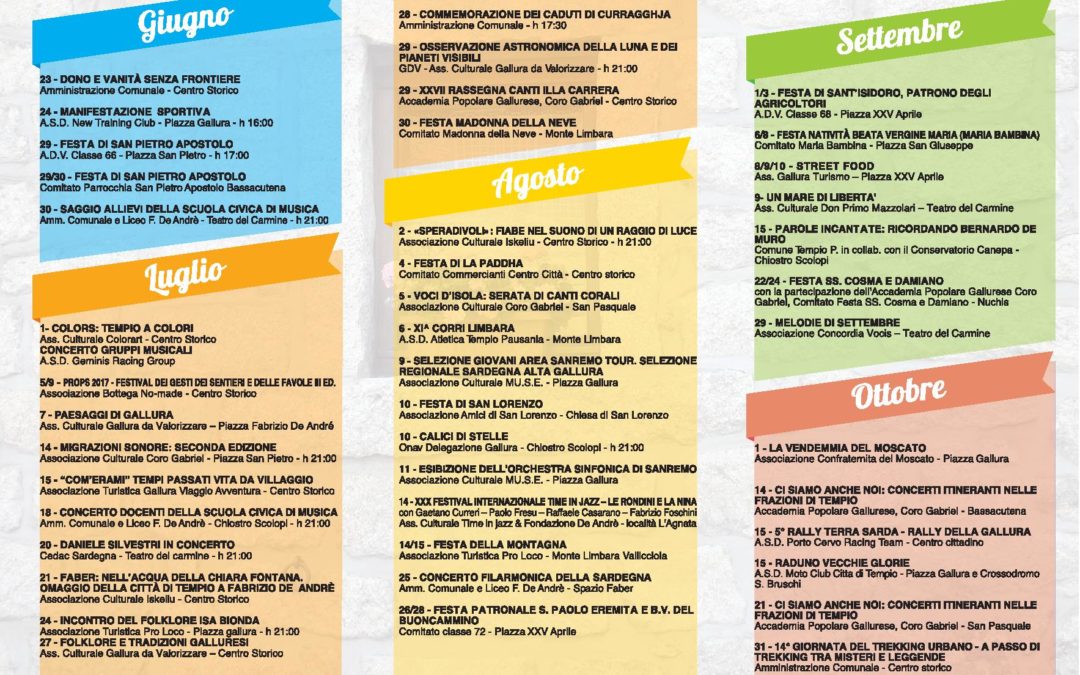 Programma Estate Tempiese 2017
